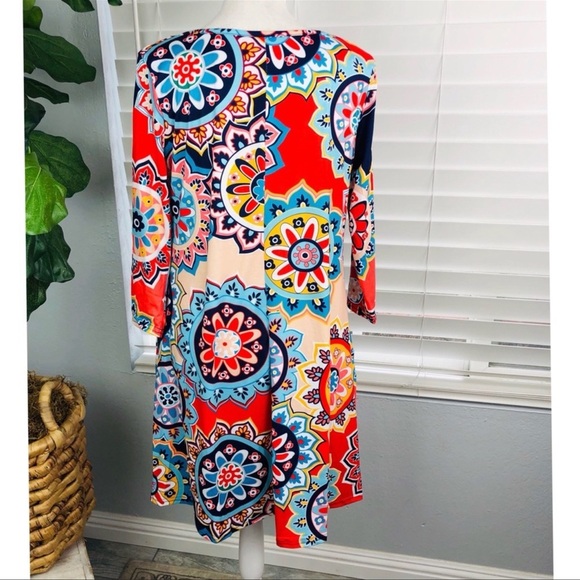 NWOT SUPER CUTE Geometric Medley FUN COLORFUL PRINT PATTERN Swift Tunic DRESS - Picture 3 of 6